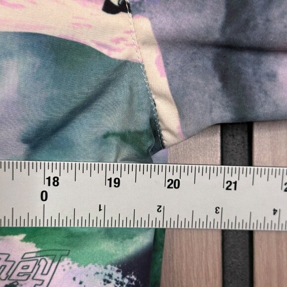 GRMY Bomber Jacket XS Green Multicolor Aztec Maya Art Tie Dye Full Zip Mesh Line - Picture 3 of 8